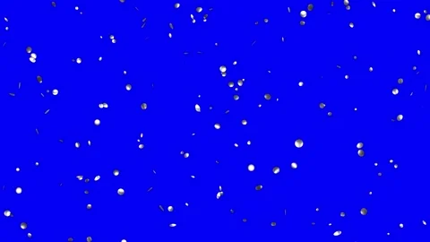 Loop Silver confetti falling over Blue Screen Stock Footage 279876417
