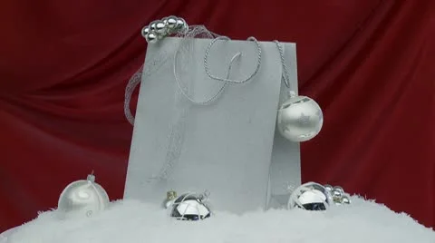 Loop of silver Xmas decoration Stock Footage 8945209