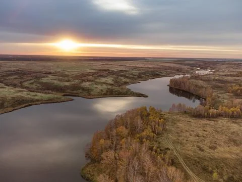 The loop of the small River in the Kurgan region of Russia Stock Photos