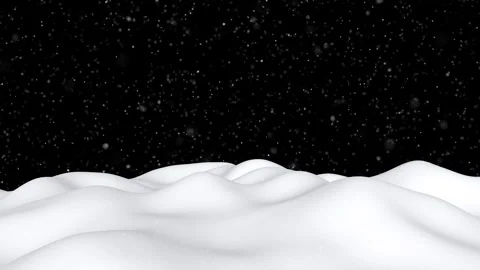 Loop snowy landscape with black background and falling snowflakes Stock Footage 345330151