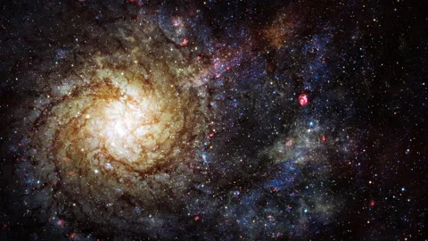 Loop Space Exploration Nebula sky to Spiral Galaxy M74 Stock-Footage 153844598