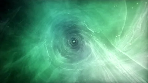 Loop space time traveling through turquoise wormhole hyperspace Stock Footage 155101602