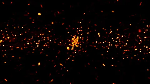 Loop spark orange red dust particles abstract background Stock Footage 321641055