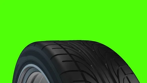 Loop Spinning car wheel on a green background Video stock 146196433