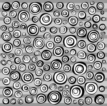 Loop spiral concentric circles collection in black and white Stock Illustration