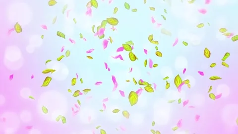 Loop Spring cherry blossom petals and leaves, nature gradient design element Stock Footage 277790604
