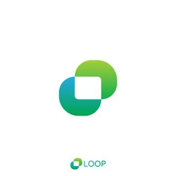 Loop square box letter o logo. nature logo concept. vector illustration. Stock Illustration