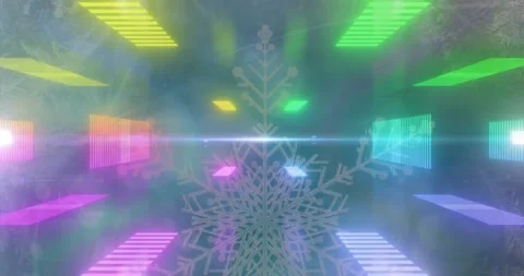 On loop start glowing rainbow bars pulsing, light sweeping and flake flickering Stock Footage 320438208