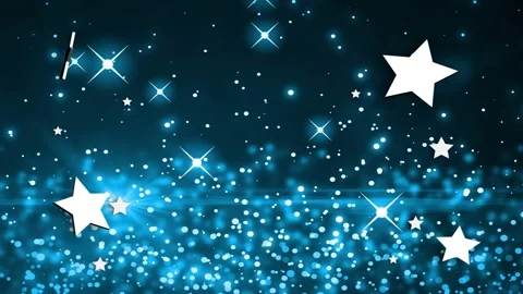 On loop start metal 5-point stars drifting, rotating while blue bokeh pulses, Stock Footage 335761837