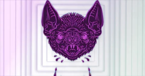 At loop start purple bat head forming drips and resetting creating flat design Stock Footage 316119148