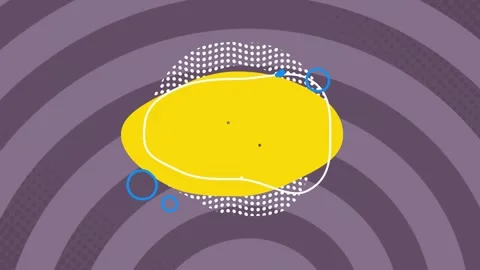 Loop start showing yellow blob morphing, white loop moving, blue rings orbiting Stock Footage 326974024