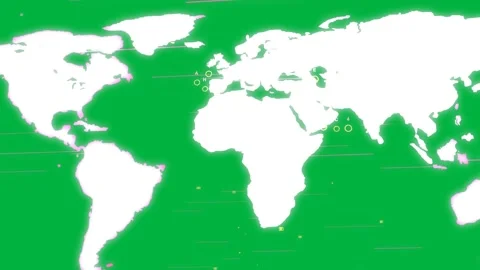 On loop start world map pulsing on transparent bg, bars sliding left, markers Stock Footage 334118457