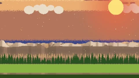 Loop starting causing pixel scene shifting at sunrise with sun clouds trees Vídeo Stock 337885922