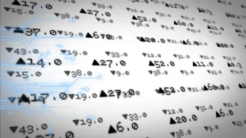 Loop starting data grid panning, tilting and highlighting rows for showing Video stock 310141068