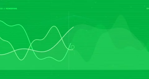 Loop starting green waves rising shifting right pixels popping showing data over Stock Footage 327337866