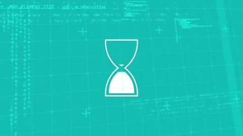 Loop starting white hourglass flipping upright or tilted, sand shifting on teal Video stock 331160867