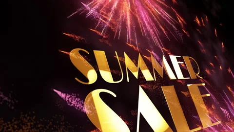 Loop SUMMER SALE gold text fireworks particles motion 스톡 동영상 155749896