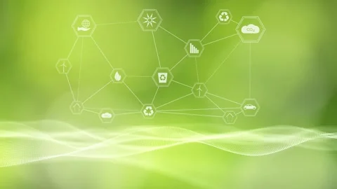 Loop sunny green nature environment icon symbols animation Video stock 334080451