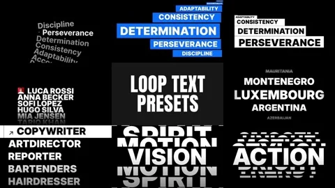 Loop Text List Animation 스톡 After Effects