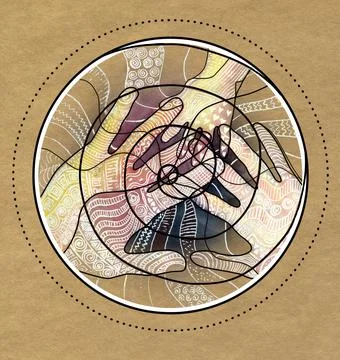 Loop of time, a symbolic image of the unity of the family. Stock Illustration