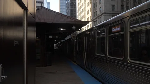 Loop train departing station, Chicago, Illinois, United States of America, North Stock Footage 118528001