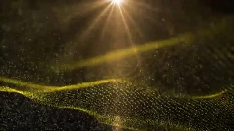 Loop transformation in the form of luminous particles with rays Stock Footage 98247346