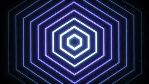 Loop tunnel of hexagons. fast techno background Stock Footage 314450386