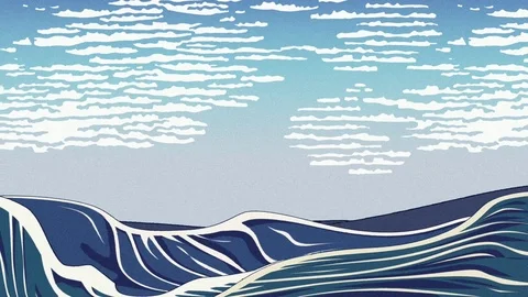 Loop, Ukiyoe Wave animtion Stock Footage 107603645