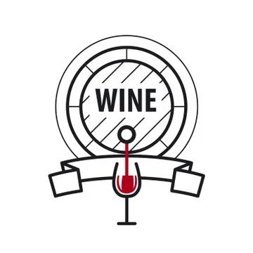 Loop vector logo wine keg and a glass of wine Stock Illustration