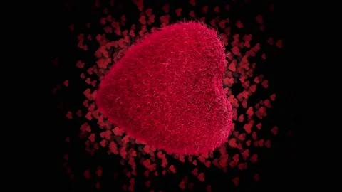 Loop, vertical video. Abstract red fur hearts on dark background. Concept: valen Stock Footage 169178941
