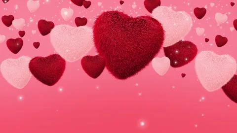 Loop video. Abstract red hearts flying on pink background. Concept: valentine's  Video stock 169368182