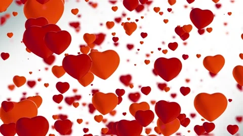 Loop video. Abstract red hearts on white background. Hearts flying. Concept:  Видео 188724761