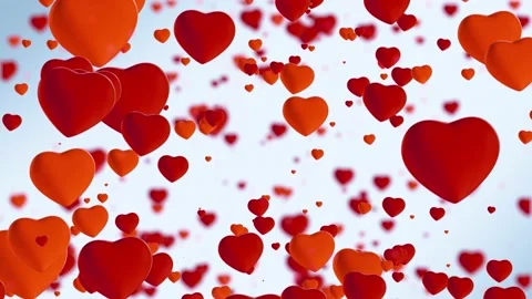 Loop video. Abstract red hearts on blue background. Hearts flying. Concept:  Stock Footage 188724903