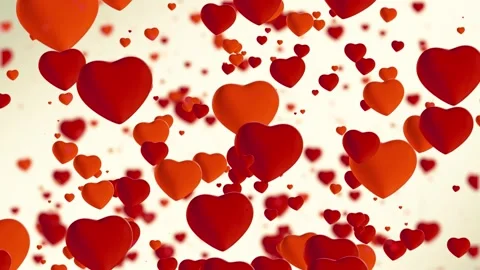 Loop video. Abstract red hearts on yellow background. Hearts flying. Concept: Stock Footage 188726055