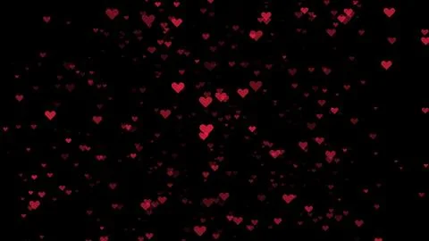 Loop video. Abstract red hearts on dark background. Romantic background. Love Illustrazione stock
