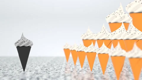 Loop video. Business and team. Black ice cream before white ice cream.  Video stock 132529291