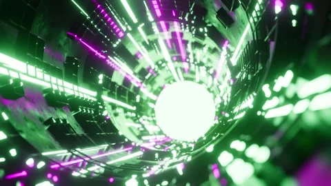Loop video concept of spaceship tunnel shape - Abstract 3D rendering Stock Footage 273539234