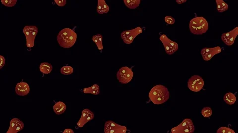 Loop video, Halloween background, orange shimmering pumpkins with glowing faces Stock Footage 219729789