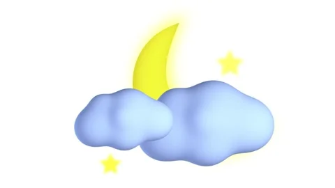 Loop video lullaby animation. Icon. Moving yellow crescent moon and stars Video stock 151326729