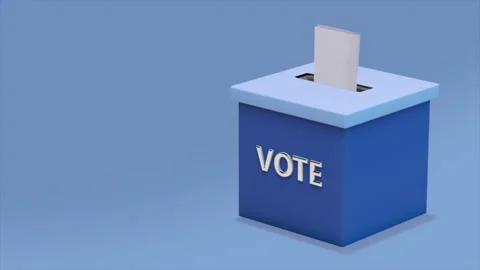 Loop video. Paper flying in blue ballot box on blue background. A ballot Stock Footage 169718395