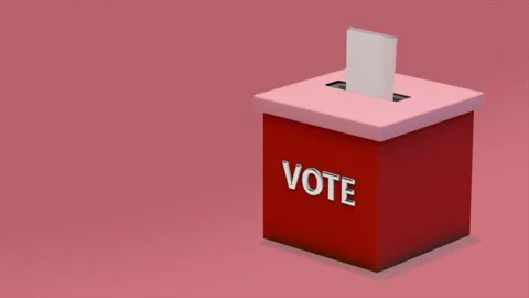 Loop video. Paper flying in red ballot box on red background. A ballot in a vote Stock Footage 169718398