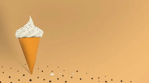 Loop video. Quarantined lonely ice cream on orange background Stock Footage 132518430