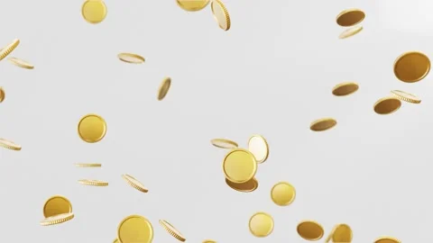 Loop video. Slow motion. Gold coins falling down. Concept: coin, 3d, money, back Video stock 234550244