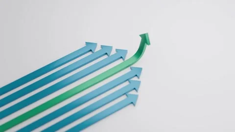 Loop video Standout Green Arrow Leading the Way Among Blue Arrows Stock Footage 313685800