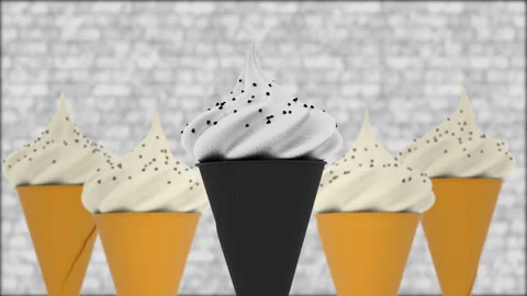 Loop video. Successful ice cream leader posing with her team  Stock Footage 132529586