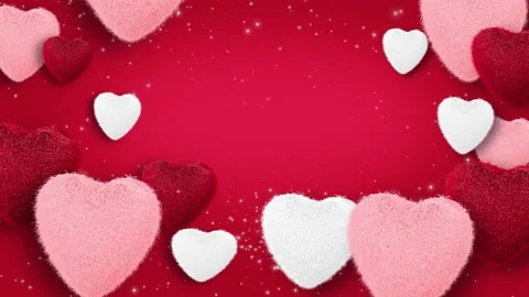 Loop video.Copy space centre. Puffy red hearts fly on red background. Concept 스톡 동영상 169382968