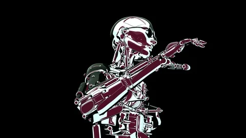 Loop vintage live cyborg 24 fps, with Matte, yyaa102 Stock Footage 115901464