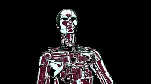 Loop vintage style cyborg 24 fps, with Matte, yyaa103 Stock Footage 115902214