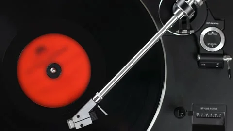 Loop vinyl turntable record player, top view. Stock Footage 219790210