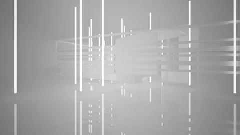 Loop visualization. abstract architectural background. Flying on a white minimal Stock Footage 149573848